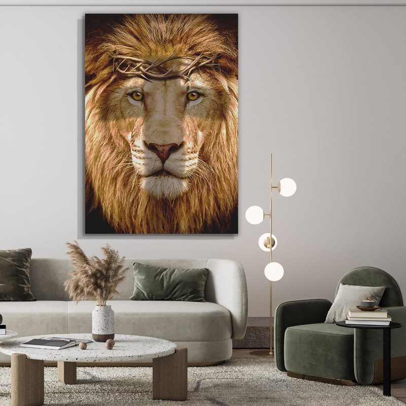 Tela Decorativa Grande Lion Cross - 60cm x 90cm Tela Decorativa Grande Lion Cross - 60cm x 90cm
