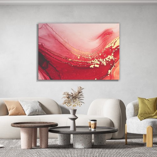 Tela Decorativa Grande Efeito Marmorizado Red Lake - 60cm x 90cm