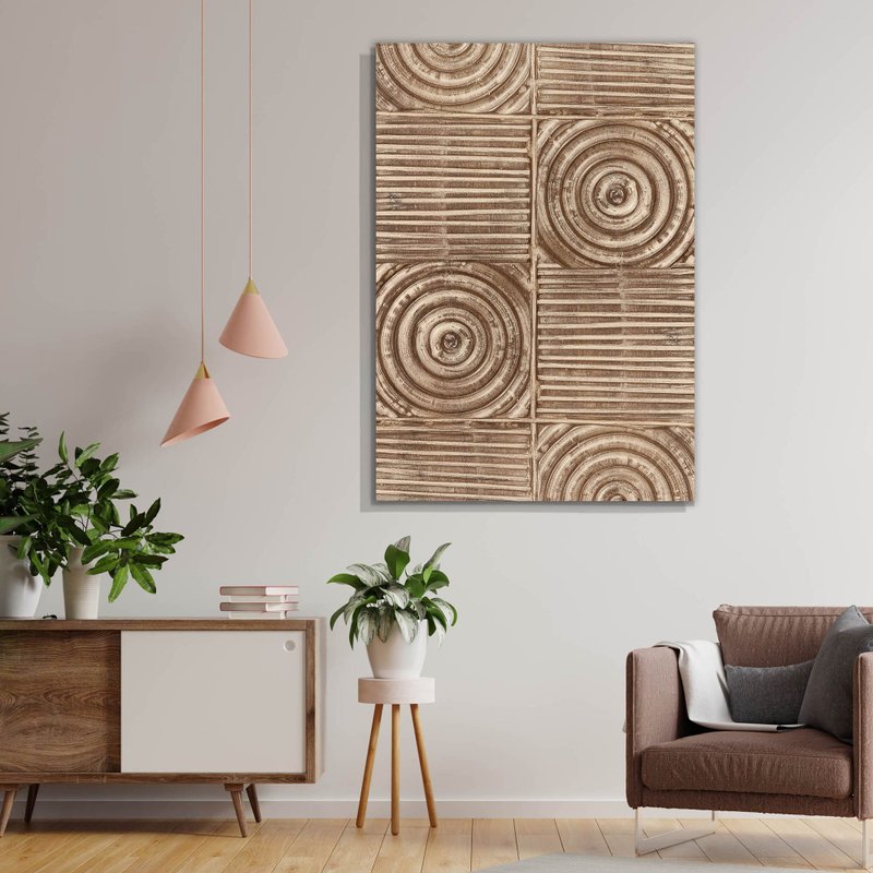 Tela Decorativa Grande Geometric Wood - 60cm x 90cm Tela Decorativa Grande Geometric Wood - 60cm x 90cm