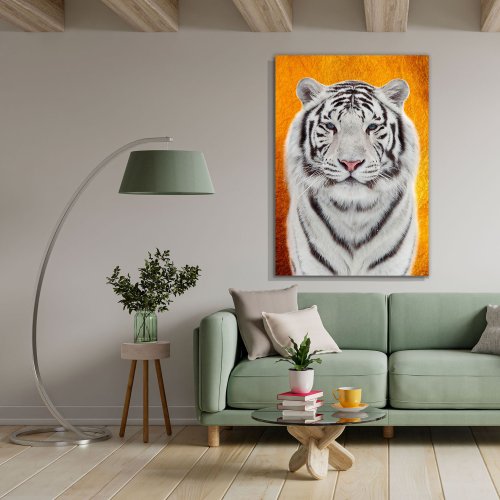 Tela Decorativa Grande White Tiger - 60cm x 90cm