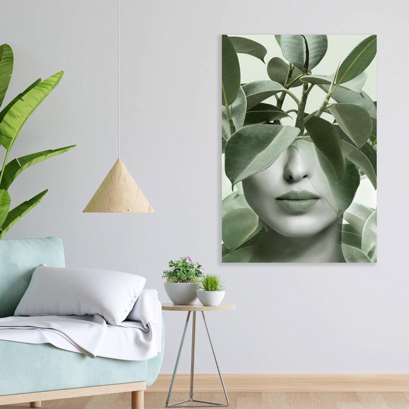 Tela Decorativa Grande Green Woman - 60cm x 90cm Tela Decorativa Grande Green Woman - 60cm x 90cm