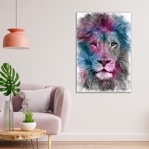 Tela Decorativa Grande Lion Coloree - 60cm x 90cm