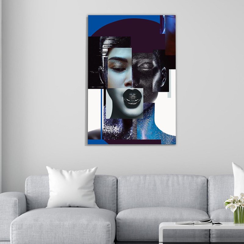 Tela Decorativa Grande Painted Blue New Face - 60cm x 90cm Tela Decorativa Grande Painted Blue New Face - 60cm x 90cm