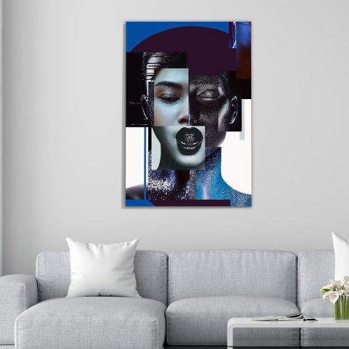 Tela Decorativa Grande Painted Blue New Face - 60cm x 90cm