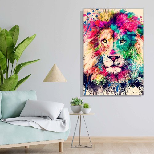 Tela Decorativa Grande Painted Lion - 60cm x 90cm