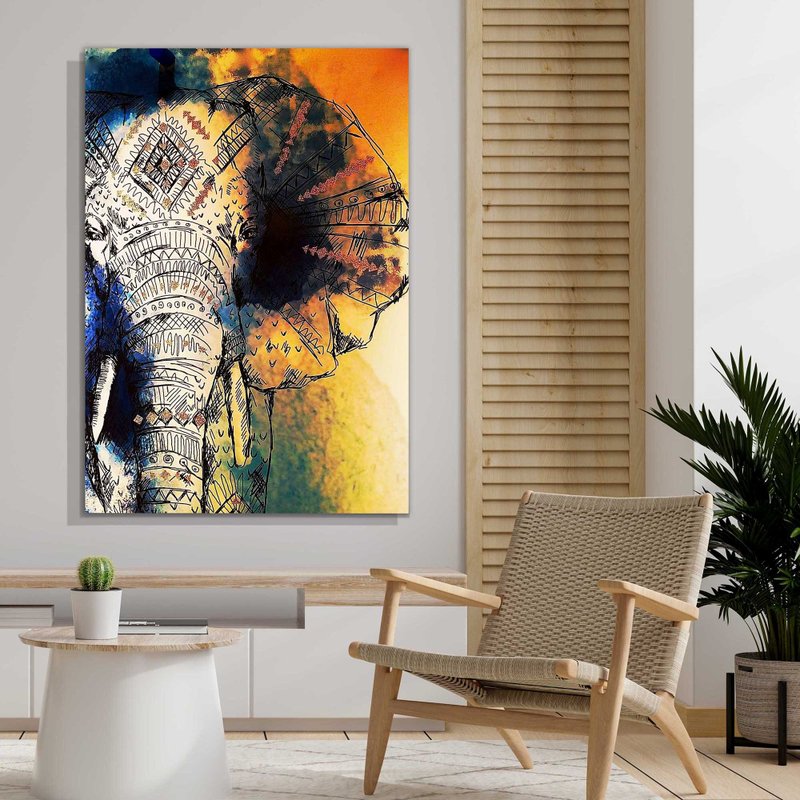 Tela Decorativa Grande Neur Elephant - 60cm x 90cm Tela Decorativa Grande Neur Elephant - 60cm x 90cm