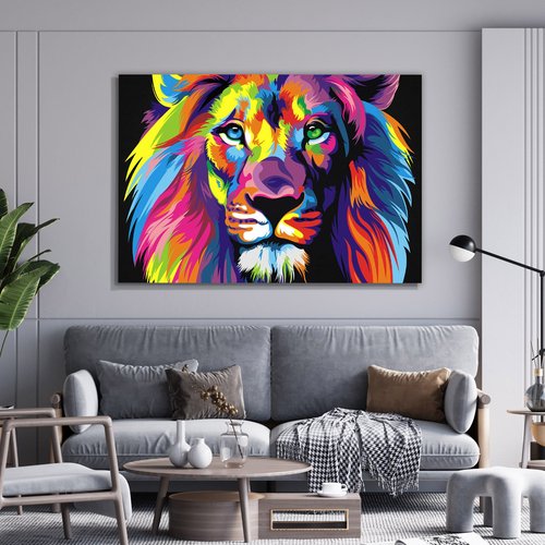 Tela Decorativa Grande Lion Frame - 60cm x 90cm