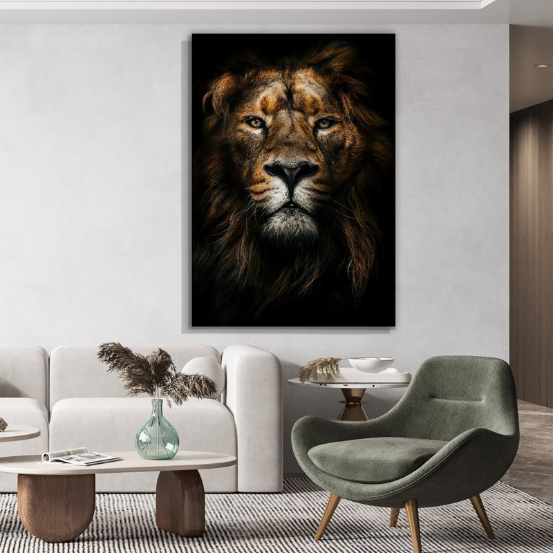 Tela Decorativa Grande Shadow Lion - 60cm x 90cm Tela Decorativa Grande Shadow Lion - 60cm x 90cm