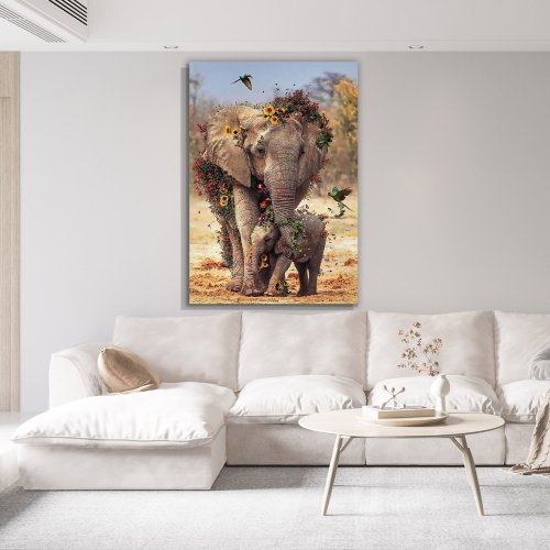 Tela Decorativa Grande Summer Elephant - 60cm x 90cm