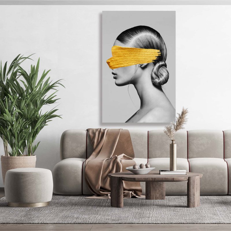 Tela Decorativa Grande Gold Face - 60cm x 90cm Tela Decorativa Grande Gold Face - 60cm x 90cm