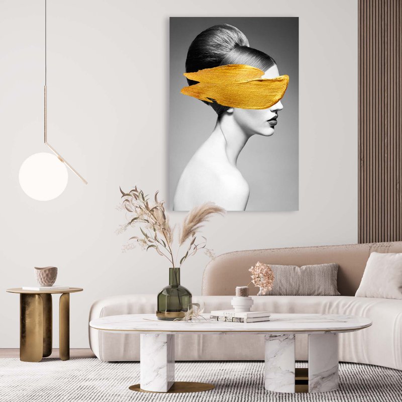 Tela Decorativa Grande Girl Gold - 60cm x 90cm Tela Decorativa Grande Girl Gold - 60cm x 90cm