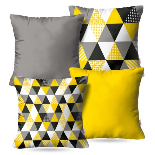 Kit: 4 Capas de Almofada Decorativas Geo Yellow - 45×45
