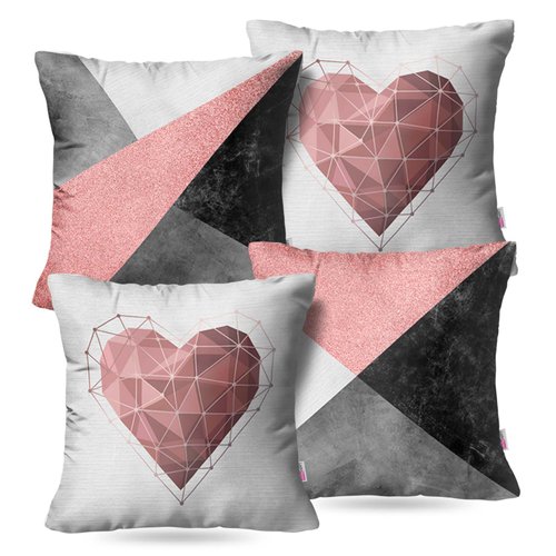 Kit: 4 Capas de Almofada Decorativas Pink Heart – 45×45