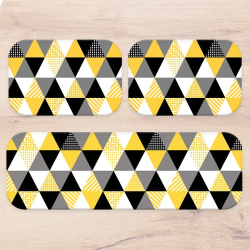 Kit: 3 Tapetes de Cozinha Geo Yellow