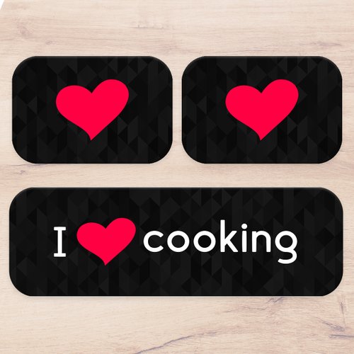 Kit: 3 Tapetes de Cozinha Heart Cooking